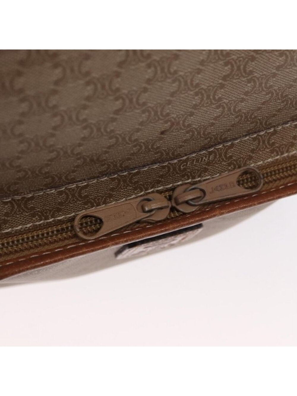 Authentic CELINE Macadam Canvas Shoulder Bag PVC Beige Gold - Picture 7 of 16